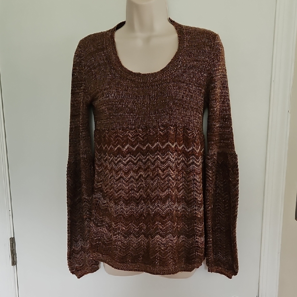 Vintage Y2k Sweater Project Mettalic Bell Sleeve Sweater Size M Made In USA